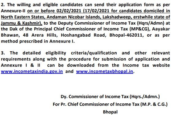 Income Tax Vacancy 2023