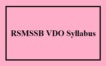 RSMSSB VDO Syllabus 2023