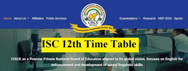 ISC 12th Time Table 2023