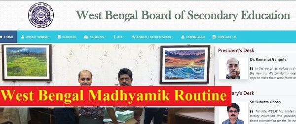 West Bengal Madhyamik Routine 2023